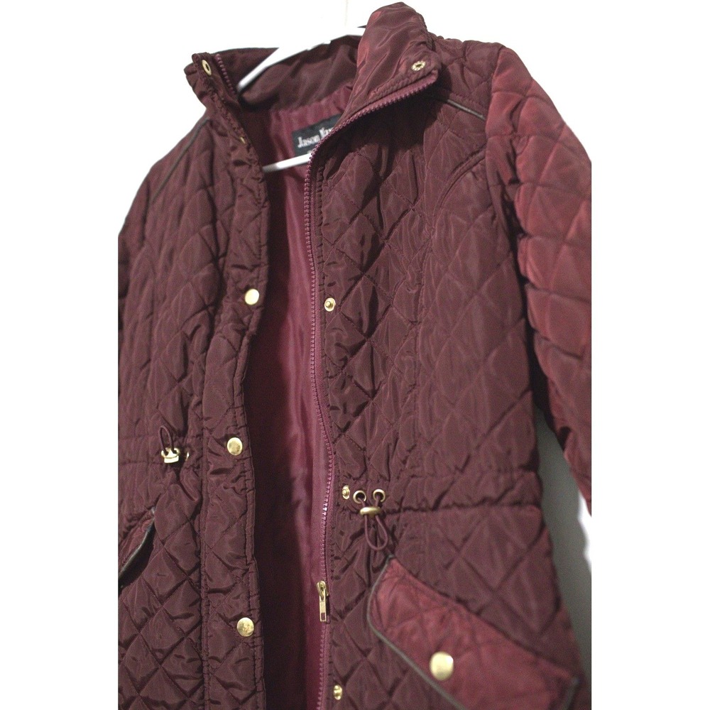Jason Maxwell Burgundy Quilted Jacket Womens Small Lightweight Barn Coat Wine - Picture 2 of 5